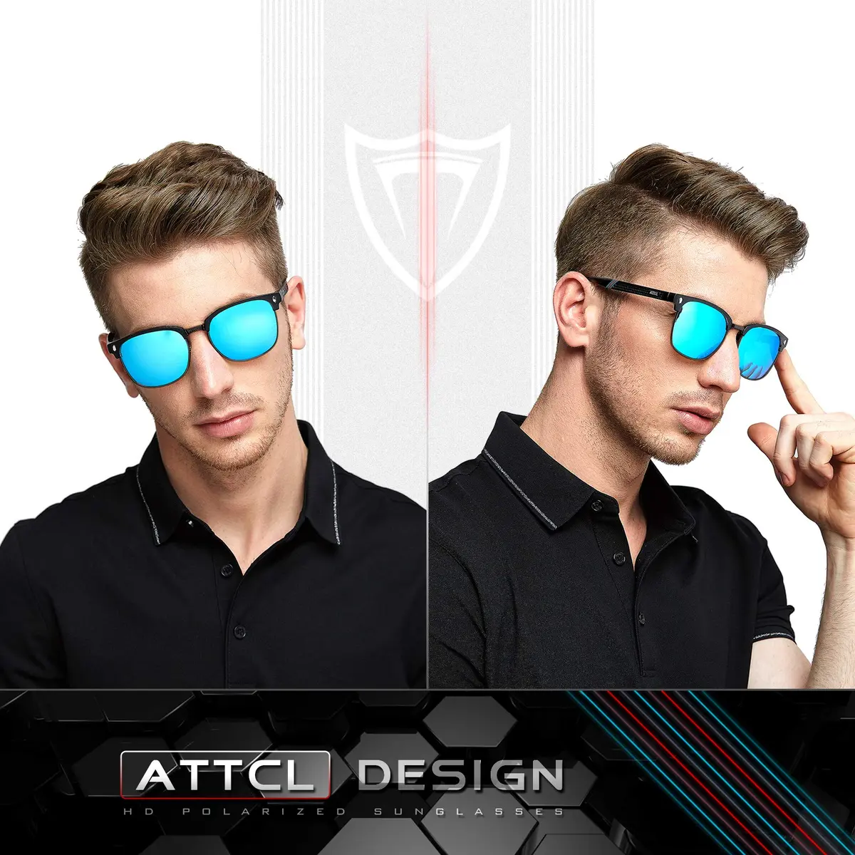 ATTCL Polarized Sunglasses Men Semi Rimless Al-Mg Metal UV400 Lightweight | True Color & Glare-Free Vision - view 2