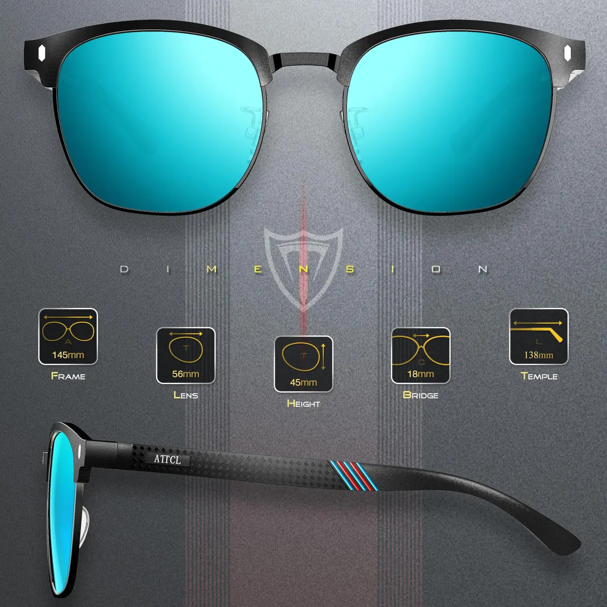 ATTCL Polarized Sunglasses Men Semi Rimless Al-Mg Metal UV400 Lightweight | True Color & Glare-Free Vision - view 3