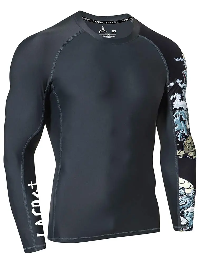 LAFROI Men’s Long Sleeve UPF 50+ Rash Guard Slim Fit Compression Shirt in Asymmetric Werewolf Size SM - view 5