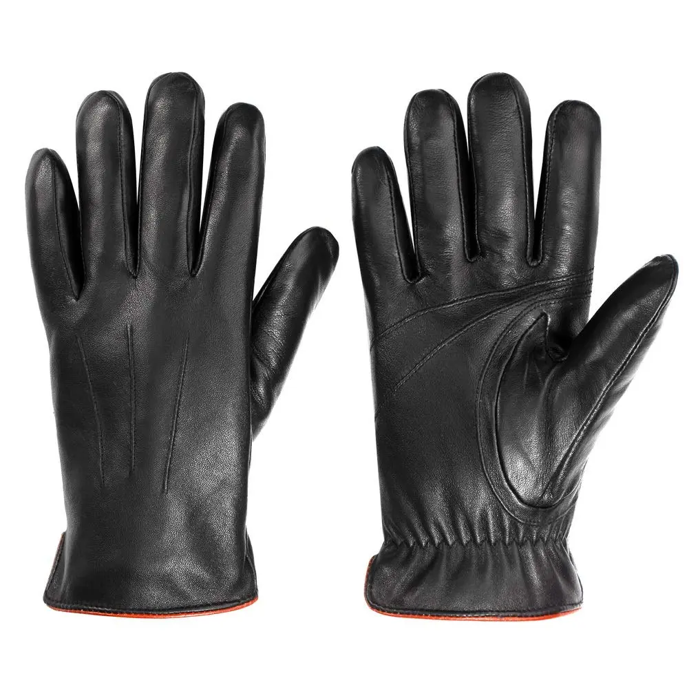 MaxW Sheepskin Leather Gloves for Men, Winter Warm Touchscreen, Black, Size L - main product image