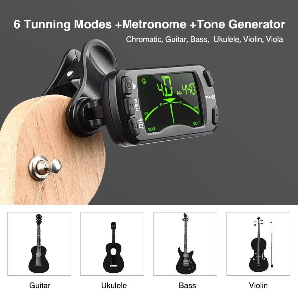 LEKATO Guitar Tuner Clip On Metronome Tone Generator 3 in 1 Portable | All Instruments, Bass, Violin, Ukulele - view 5