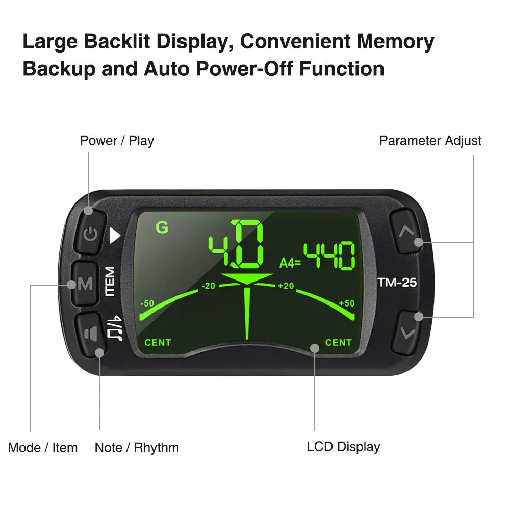 LEKATO Guitar Tuner Clip On Metronome Tone Generator 3 in 1 Portable | All Instruments, Bass, Violin, Ukulele - view 4