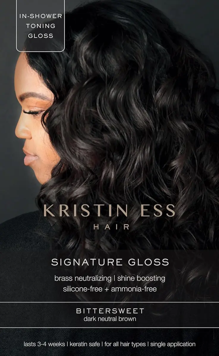 Kristin Ess Signature Hair Gloss Bittersweet Dark Brunette 118ml (4 Fl Oz) | Tones Brassiness & Boosts Shine - main product image