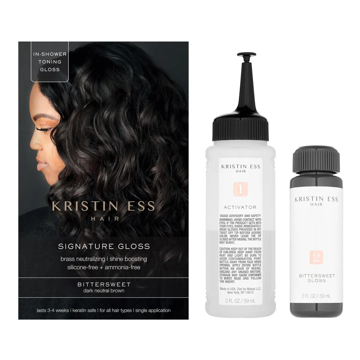 Kristin Ess Signature Hair Gloss Bittersweet Dark Brunette 118ml (4 Fl Oz) | Tones Brassiness & Boosts Shine - view 2