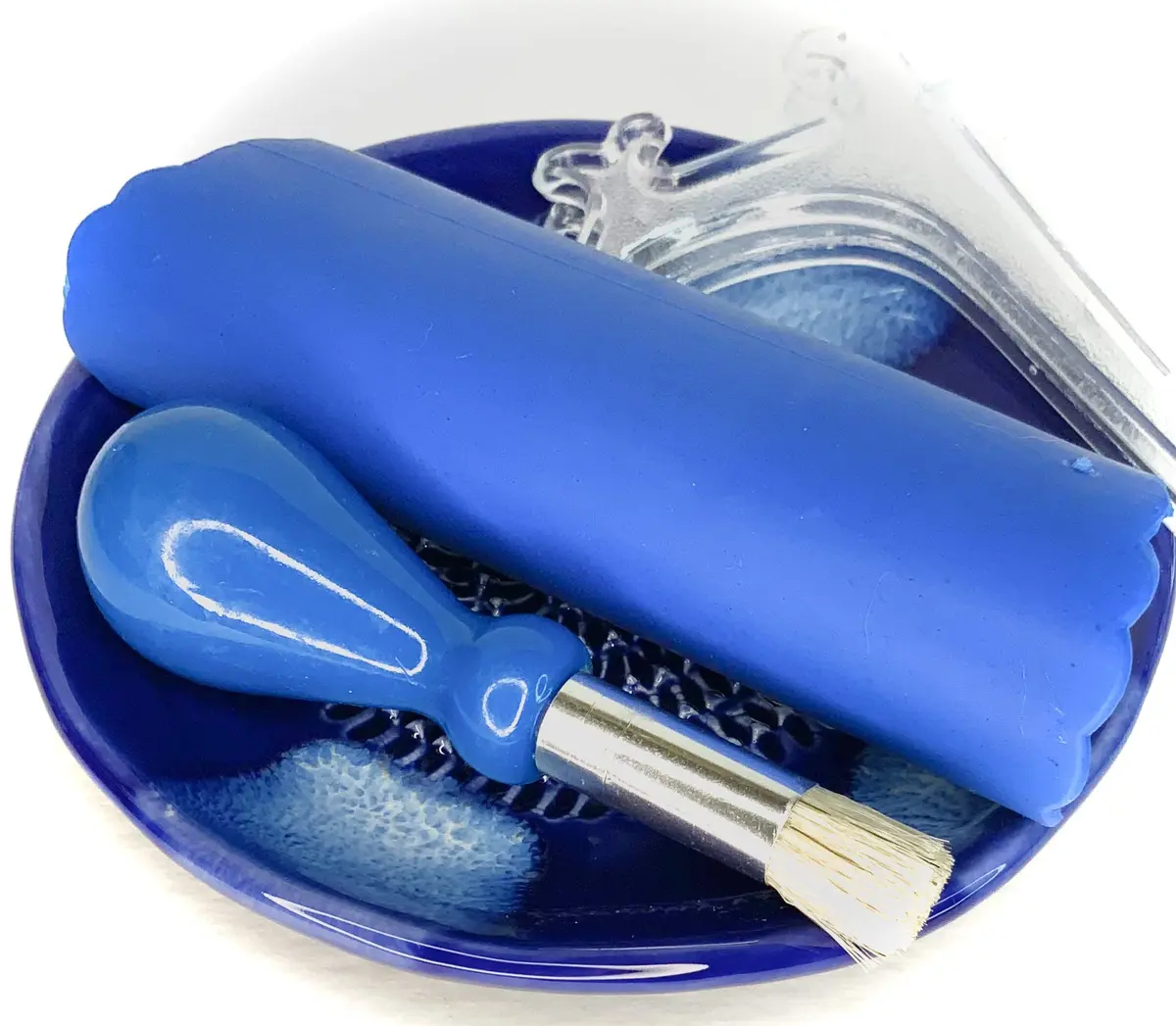 BonCera Ceramic Garlic Grater Plate 4-Piece Set - Blue Cross Glazed | Versatile Kitchen Tool for Garlic, Ginger & Fruits - view 4