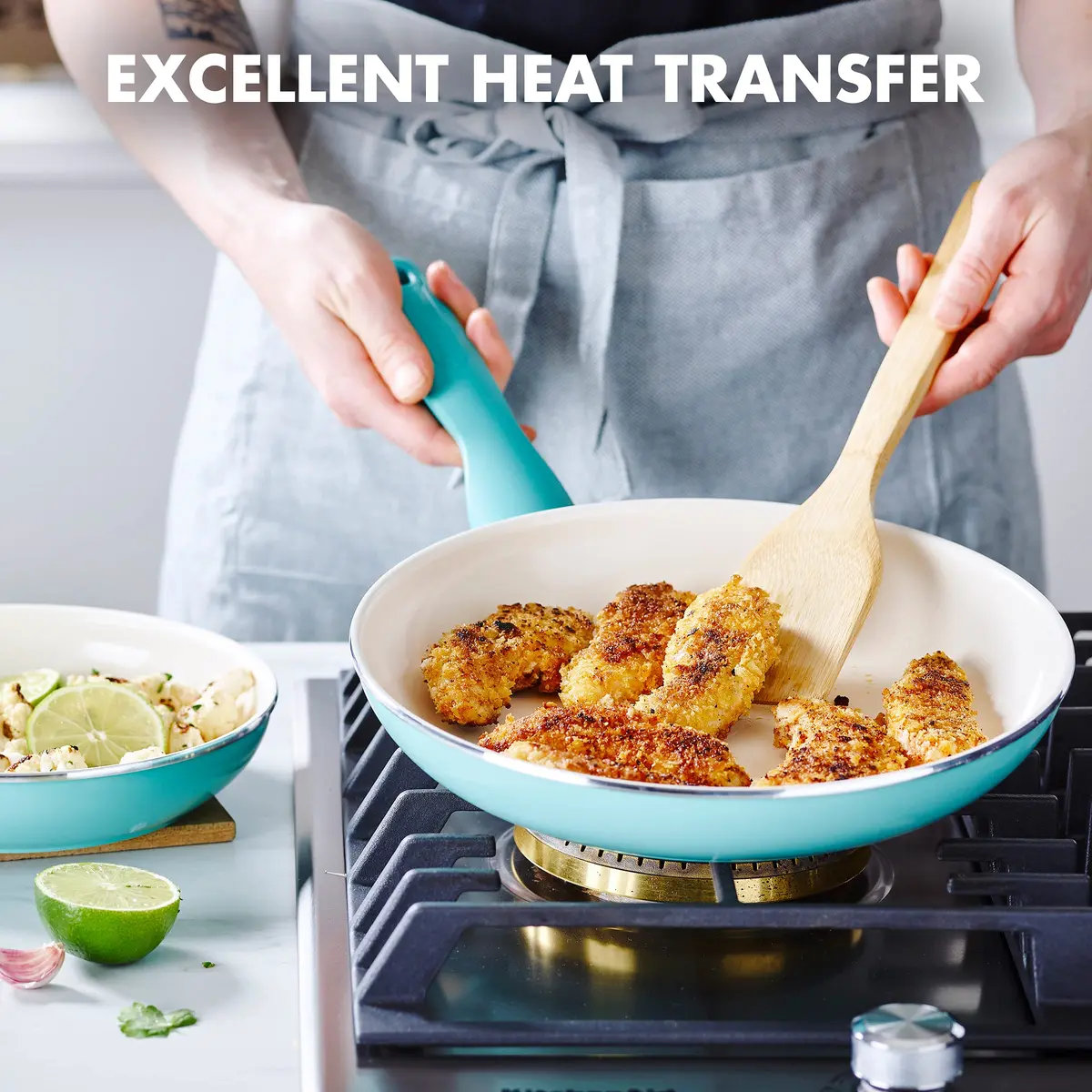 GreenPan Rio 8" & 10" Ceramic Nonstick Frying Pan Set | PFAS-Free, Dishwasher Safe, Turquoise - view 3