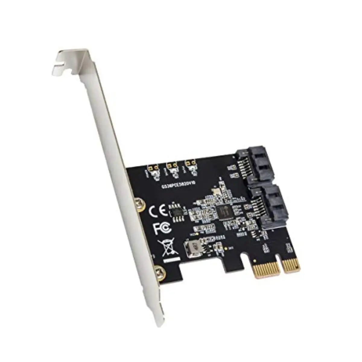IO CREST 2 Port SATA JMicron Expansion Card with Low Profile Bracket - 6Gbps SATA 3.0 PCI Express x1 - main product image