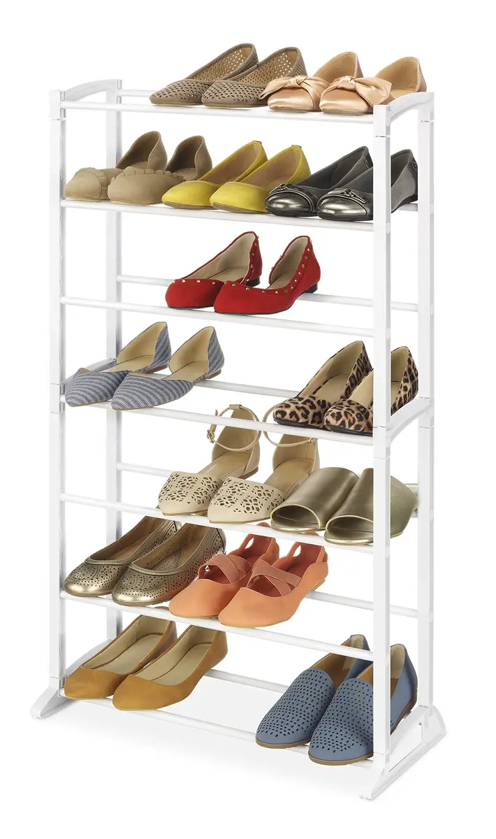 Whitmor Shoe Rack - 21-Pair - White | 7 Tier Metal & Plastic Shoe Organizer for Small Spaces - view 3