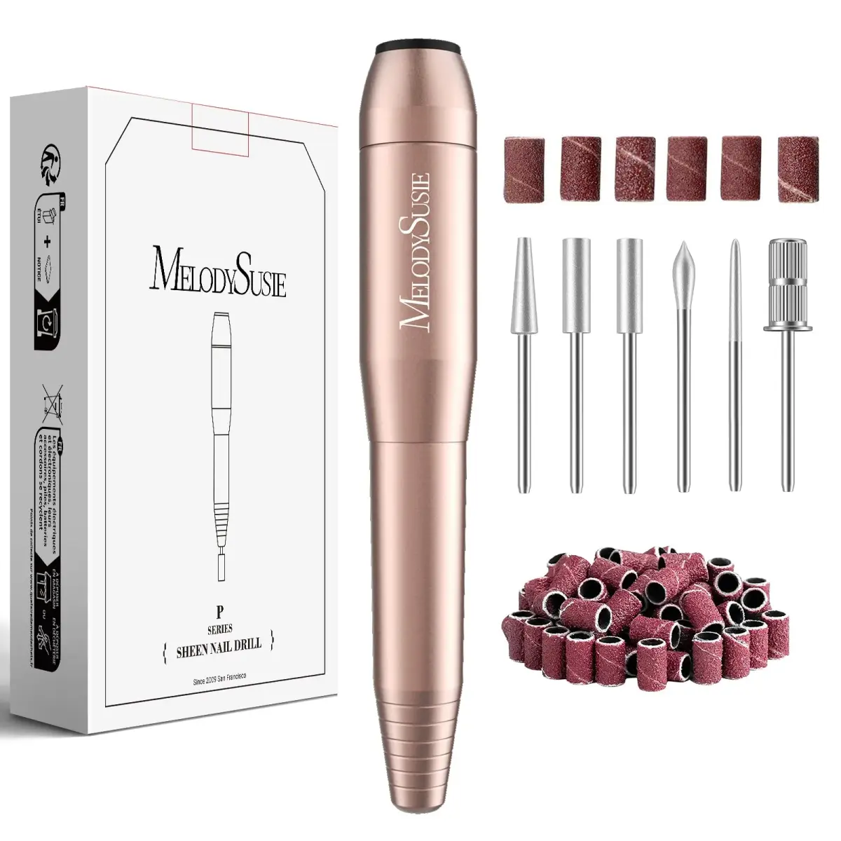 MelodySusie USB Nail Drill PC120I (Gold) 20,000RPM | Gentle Nail Prep for Professionals & Beginners - main product image