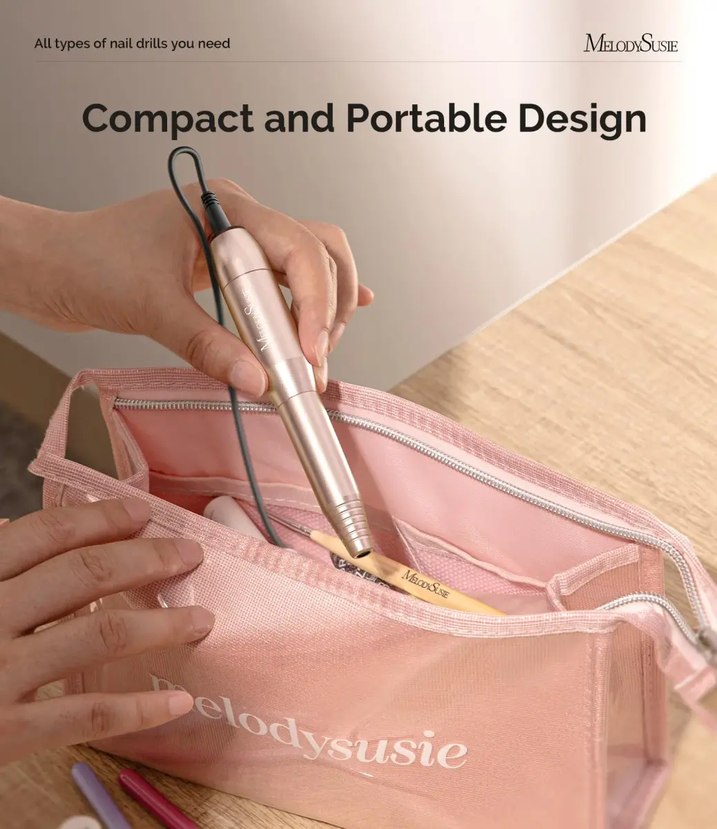 MelodySusie USB Nail Drill PC120I (Gold) 20,000RPM | Gentle Nail Prep for Professionals & Beginners - view 3