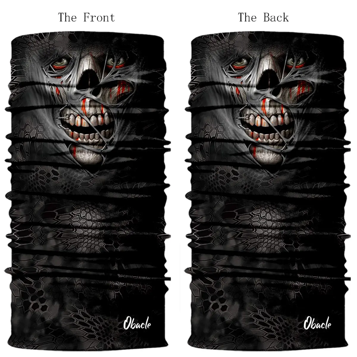 Obacle Skull Face Mask Half - Sull Gray Mummy Blood 3D Seamless Tube Bandana for Men & Women - view 3