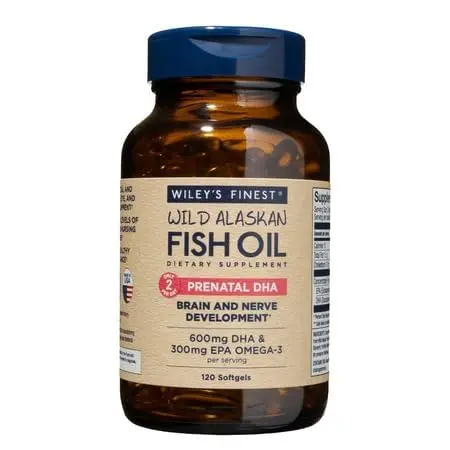 Wiley's Finest Wild Alaskan Fish Oil Prenatal DHA, 120 Count | Supports Baby Brain & Eye Development - view 2