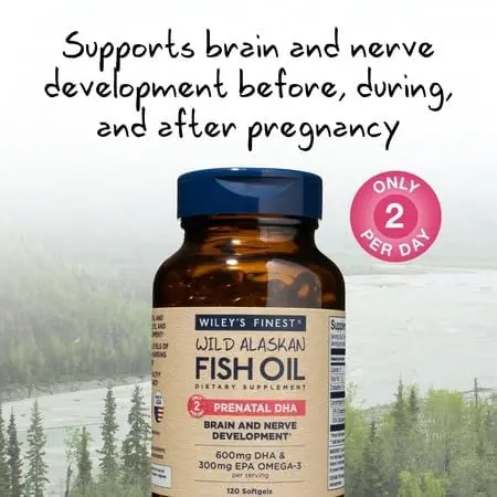Wiley's Finest Wild Alaskan Fish Oil Prenatal DHA, 120 Count | Supports Baby Brain & Eye Development - view 5