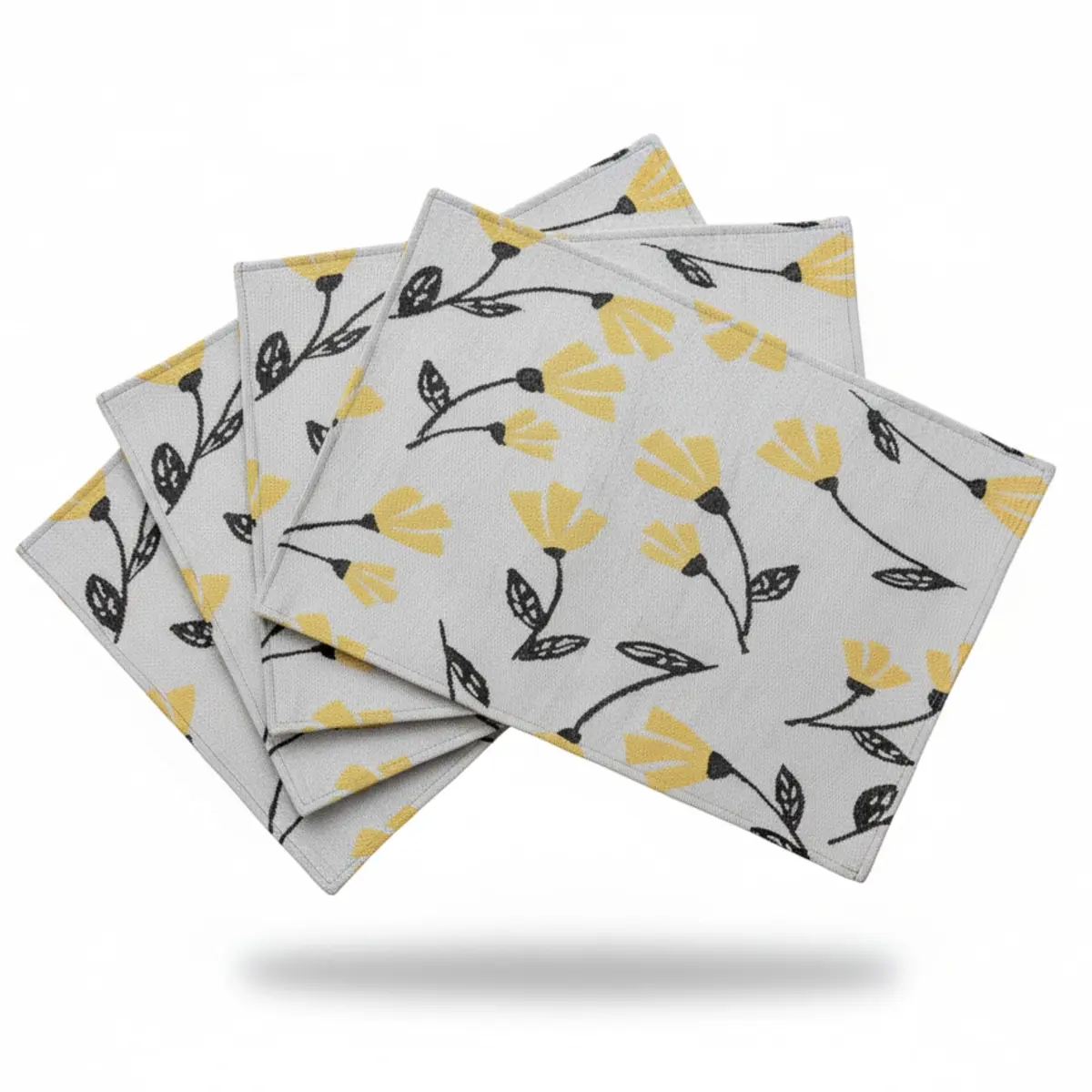 DaDa Bedding Yellow Floral Tapestry Placemats | 13 x 19 Inches, Set of 4, Cotton-Polyester Blend - view 8