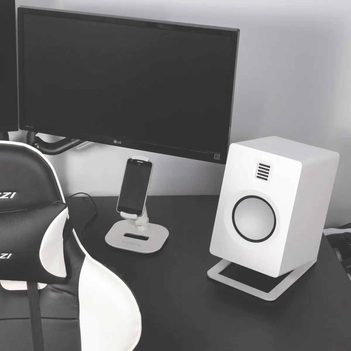 Kanto S6W Tilted Desktop Speaker Stands for Large Bookshelf Speakers & Studio Monitors | 2.27 kg (5 lb) Capacity | White - view 7