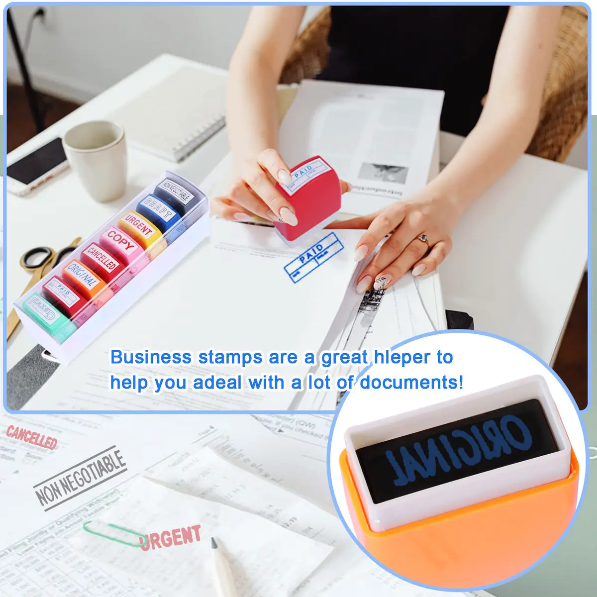 Swity Home Self Inking Office Stamp Set - 8 Pcs | Vibrant, Long-Lasting Ink for Business & Office Use - view 6