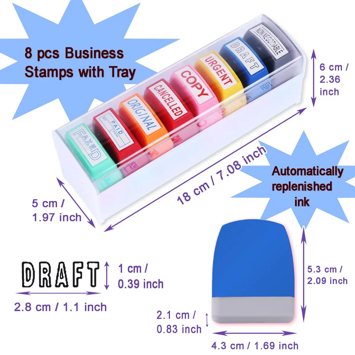 Swity Home Self Inking Office Stamp Set - 8 Pcs | Vibrant, Long-Lasting Ink for Business & Office Use - view 4