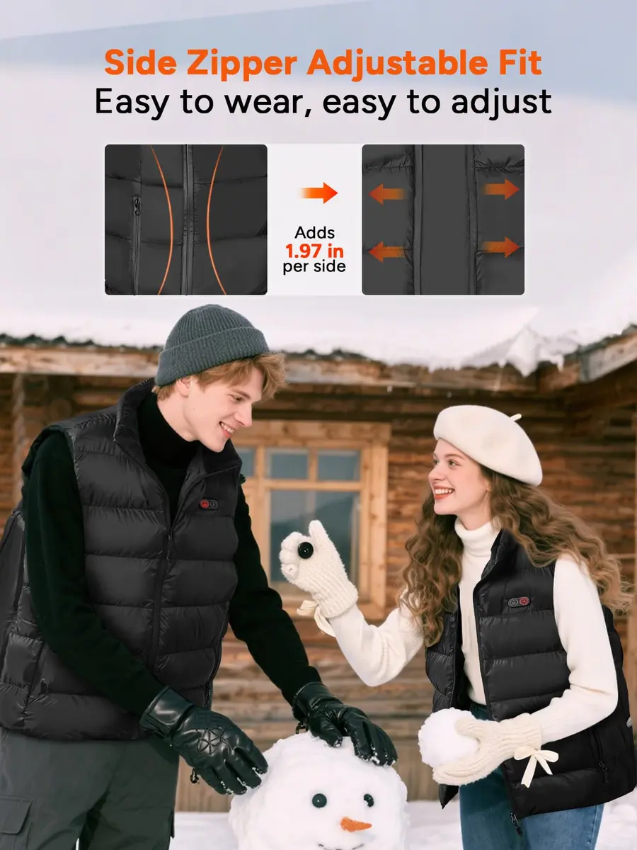 DR.PREPARE USB Electric Heated Vest L-XL Black | 10 Heating Zones for Winter Warmth - view 2