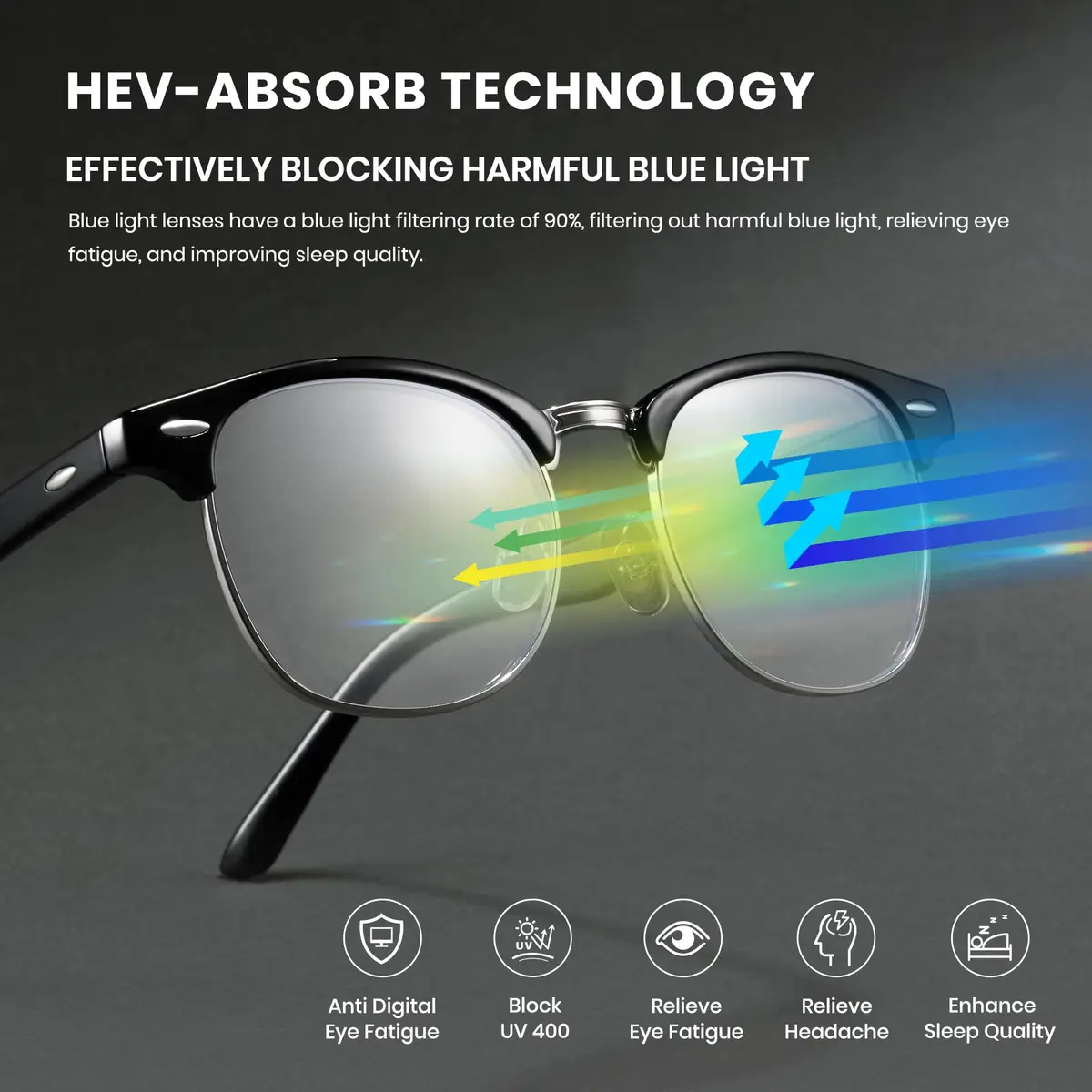 Cyxus Browline Blue Light Glasses for Men Women Reduce Eye Strain 8056T54 | Stylish Anti-Blue Light Glasses for Screen Use - view 4