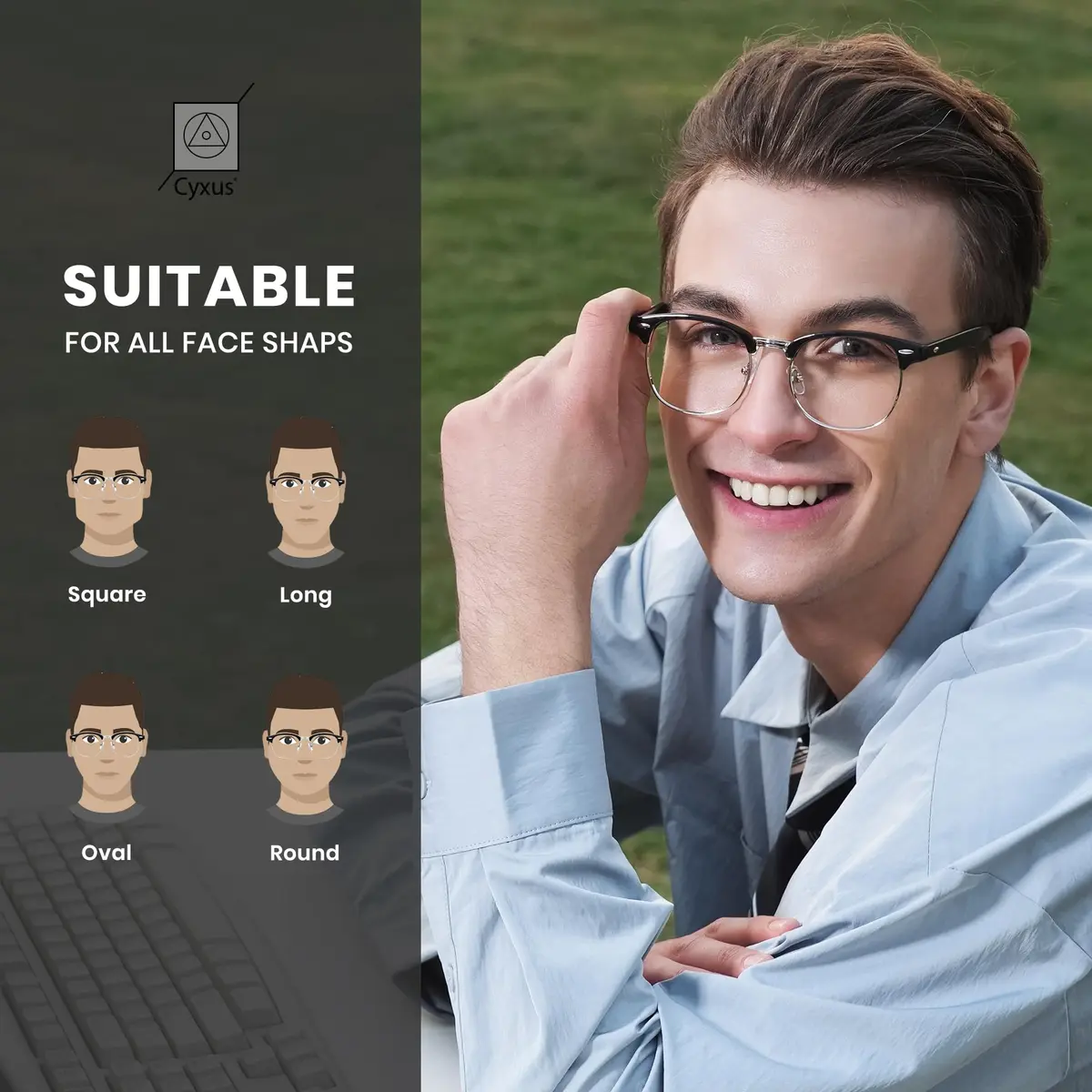 Cyxus Browline Blue Light Glasses for Men Women Reduce Eye Strain 8056T54 | Stylish Anti-Blue Light Glasses for Screen Use - view 6
