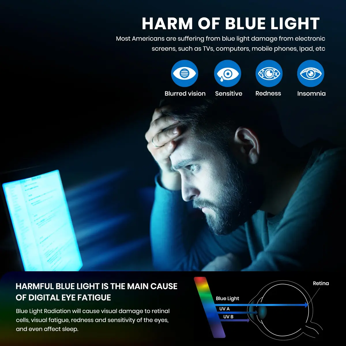 Cyxus Browline Blue Light Glasses for Men Women Reduce Eye Strain 8056T54 | Stylish Anti-Blue Light Glasses for Screen Use - view 7