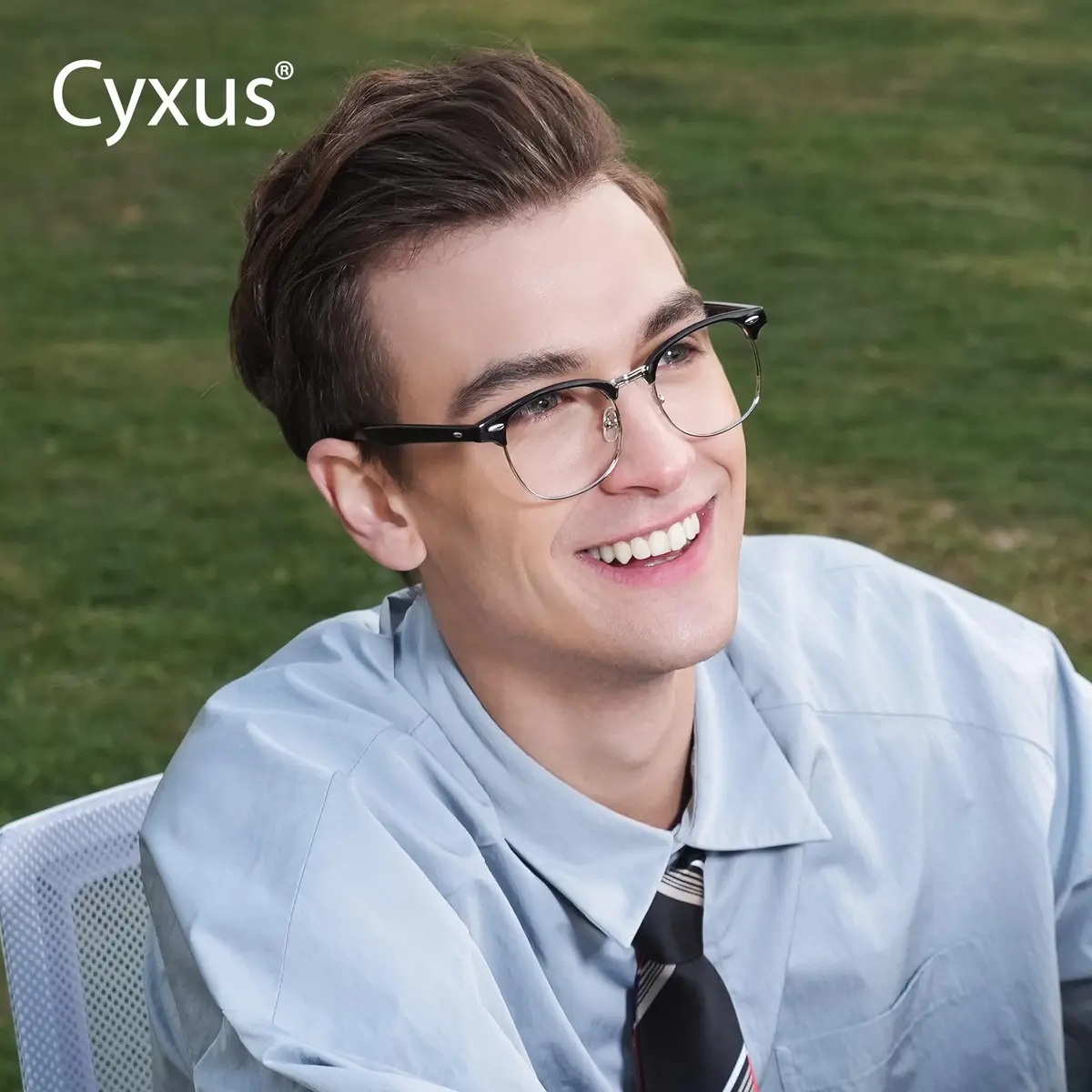 Cyxus Browline Blue Light Glasses for Men Women Reduce Eye Strain 8056T54 | Stylish Anti-Blue Light Glasses for Screen Use - view 2