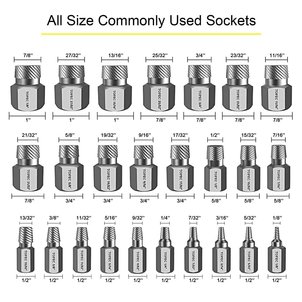 Topec 25Pcs Screw Extractor Set, Multi-Spline Easy Out Bolt Extractor Kit | Heat-Treated CR-MO Steel for Broken, Stripped, Rounded Bolts & Screws - view 2
