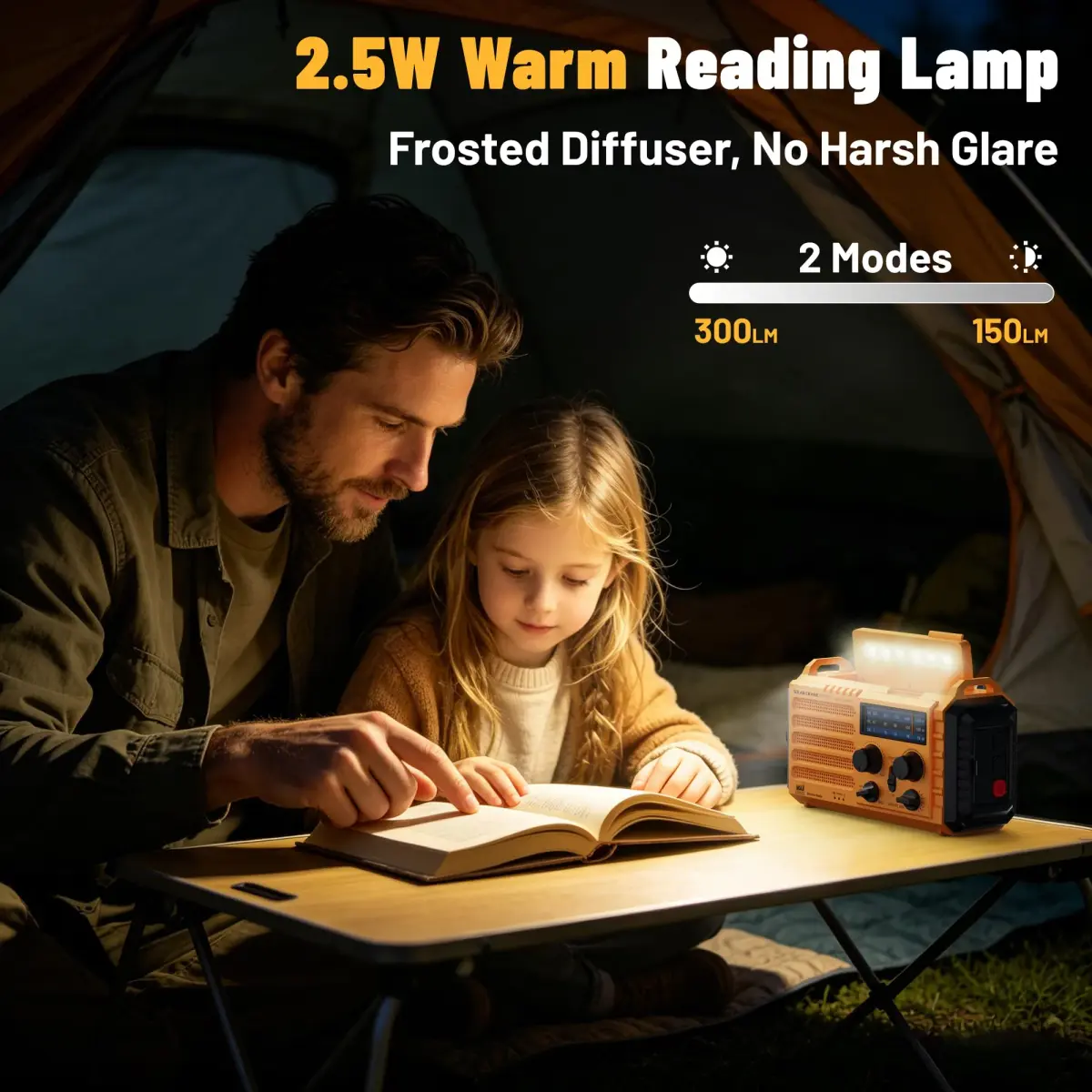 Mesqool Emergency Weather Radio Yellow | NOAA AM FM SW 5000mAh Solar Crank Portable Radio with LED Flashlight & SOS Alarm - view 8