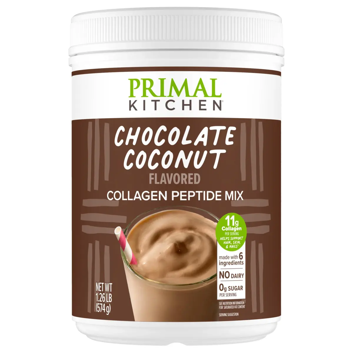 Primal Kitchen Chocolate Collagen Fuel Drink Mix 20 oz (567 g) | 11g Collagen Peptides Per Serving - main product image
