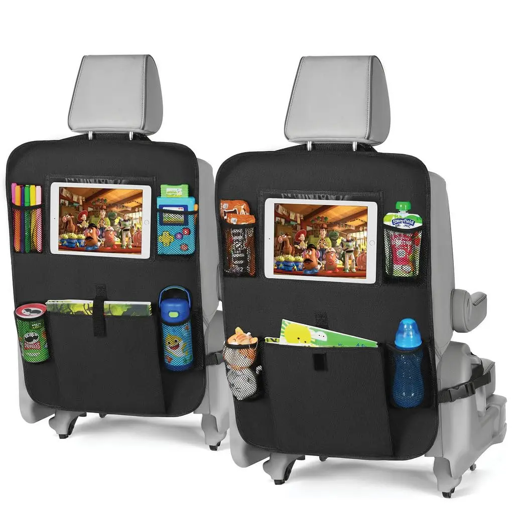 lebogner Back Seat Cover for Kids + 6 Pocket Storage Organizer, 2 Pack X-Large Waterproof Kick Mats Backseat Protector with iPad Tablet Holder, Car Seat Back Protectors for Vehicles to Protect from Dirt & Mud | Universal Fit Vinyl - main product image