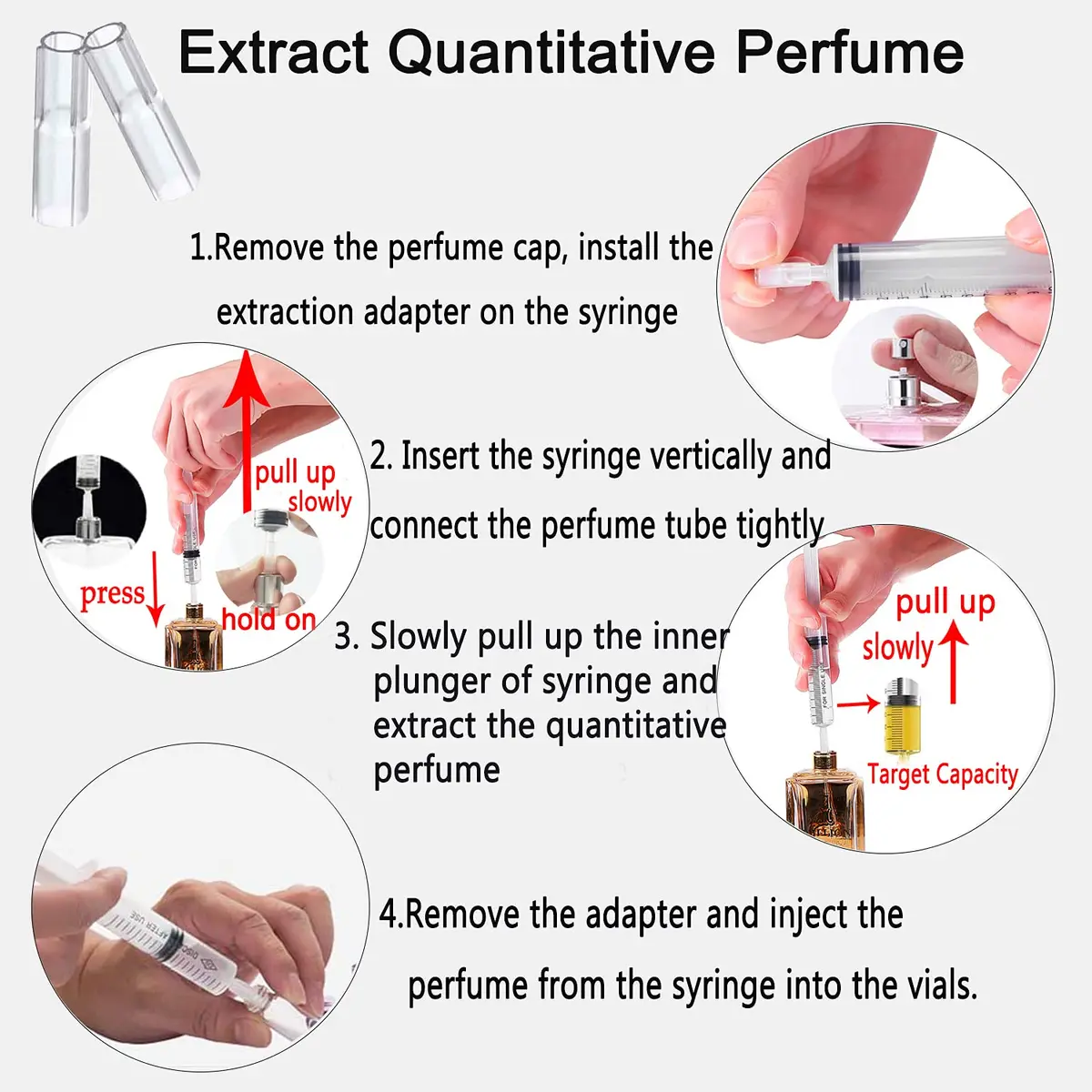 MUB Perfume Refill Pump Syringe with Extraction Adapter, 10ml Capacity, 5-Pack | For Travel Atomizer Refills - view 5