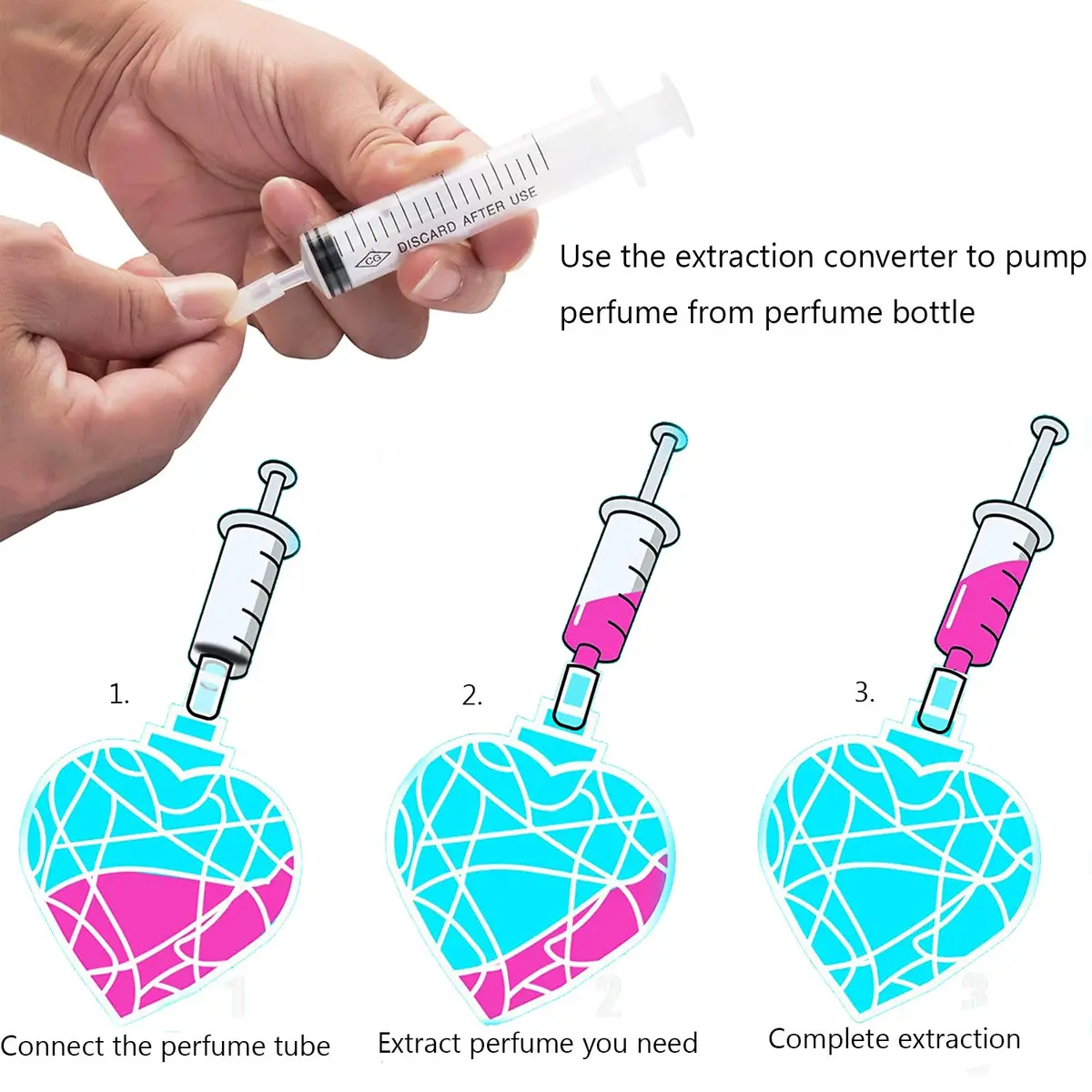 MUB Perfume Refill Pump Syringe with Extraction Adapter, 10ml Capacity, 5-Pack | For Travel Atomizer Refills - view 4