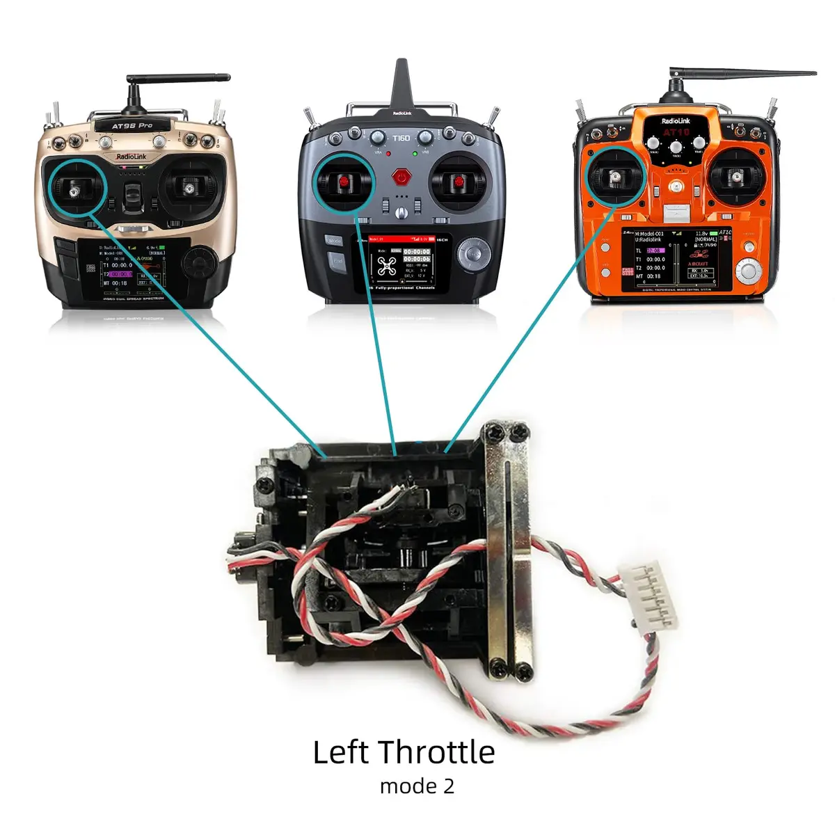 Radiolink RC Dual-Stick Transmitter Thumb Joystick Rocker Gimbals for AT9 AT9S AT10 T16D Replacement Accelerator (Throttle) | Mode 2 Left Hand 3CH 4CH - view 7