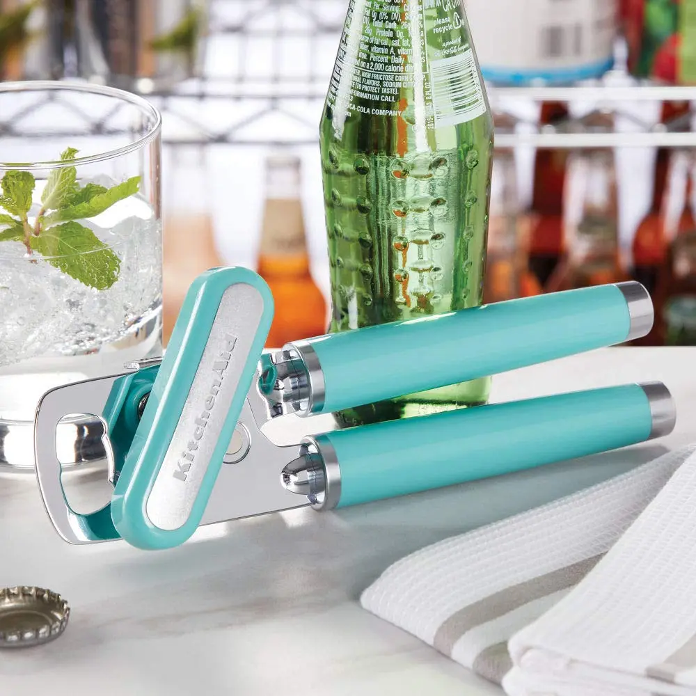 KitchenAid Classic Can Opener & Bottle Opener Aqua Sky | Razor Sharp Stainless Steel Wheel, Ergonomic Handles - view 4