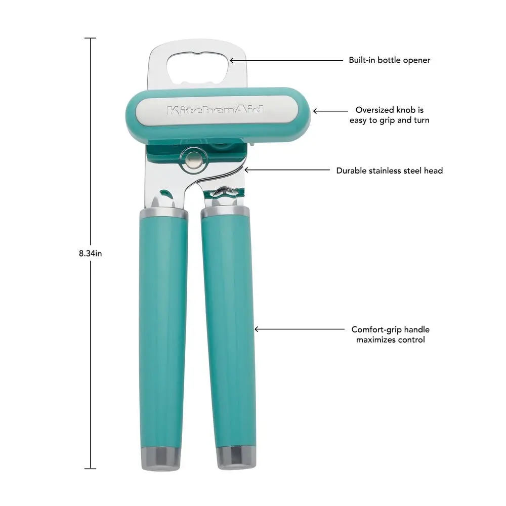 KitchenAid Classic Can Opener & Bottle Opener Aqua Sky | Razor Sharp Stainless Steel Wheel, Ergonomic Handles - main product image