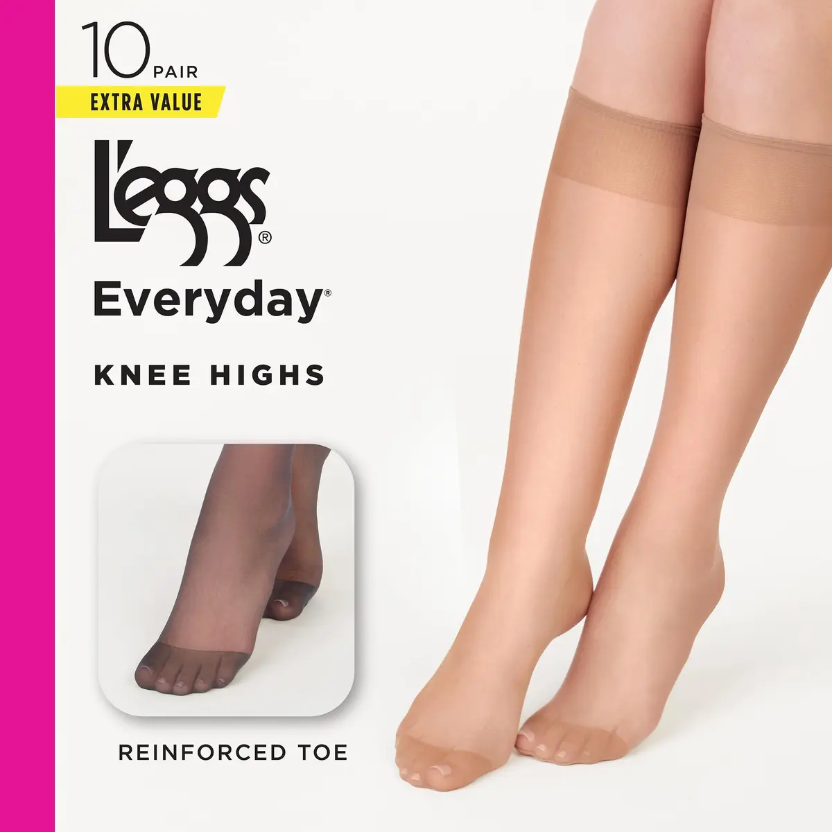 L'eggs Knee High Stockings Reinforced Toe | Sheer Beige Hosiery for Women - view 4