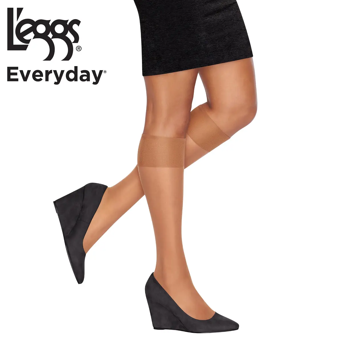 L'eggs Knee High Stockings Reinforced Toe | Sheer Beige Hosiery for Women - view 2
