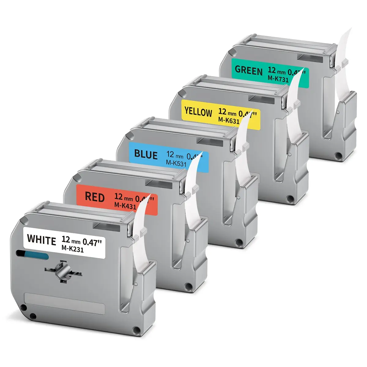 Labelife Replacement M Tape for Brother Label Maker PT-M95 PT-65 PT-45 PT-80 PT-70 | 12mm, 5 Color Pack, Waterproof & Durable - main product image