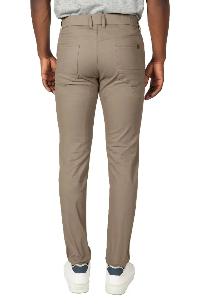 Plaid&Plain Men's Skinny Stretch Khaki Pants Slim Fit Tapered Slacks | Modern Fit, Cotton & Spandex, Dark Khaki, 30W x 32L - view 5