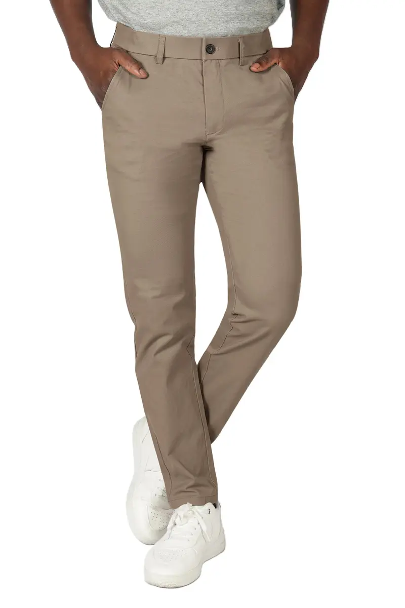 Plaid&Plain Men's Skinny Stretch Khaki Pants Slim Fit Tapered Slacks | Modern Fit, Cotton & Spandex, Dark Khaki, 30W x 32L - view 9