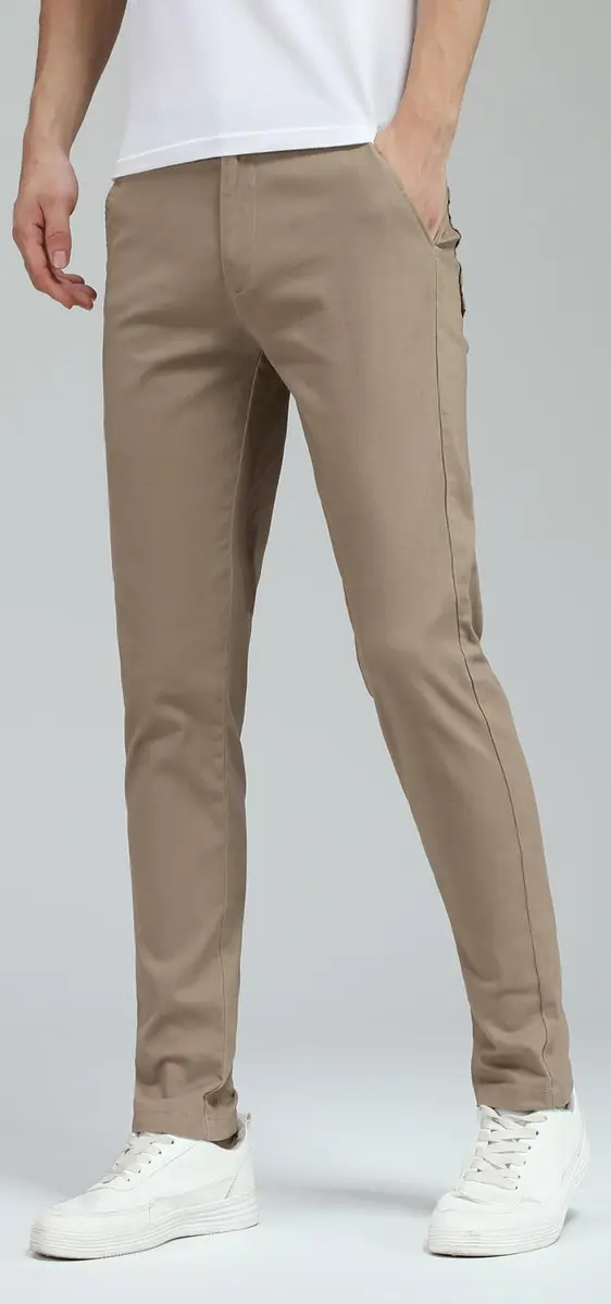 Plaid&Plain Men's Skinny Stretch Khaki Pants Slim Fit Tapered Slacks | Modern Fit, Cotton & Spandex, Dark Khaki, 30W x 32L - view 3