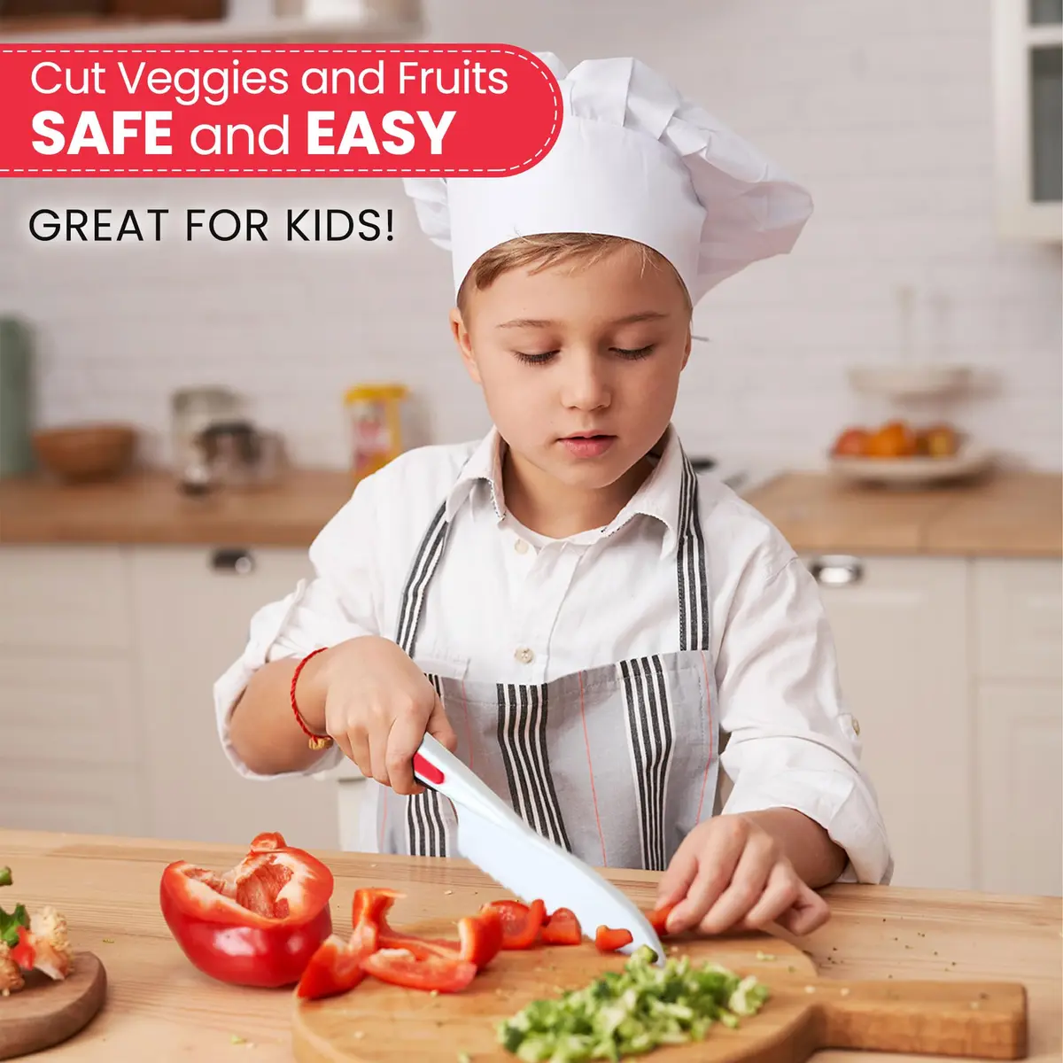 Zulay Kitchen 3-Piece Kids Knife Set for Real Cooking & Baking | Safe, Child-Friendly & Easy to Clean - view 5
