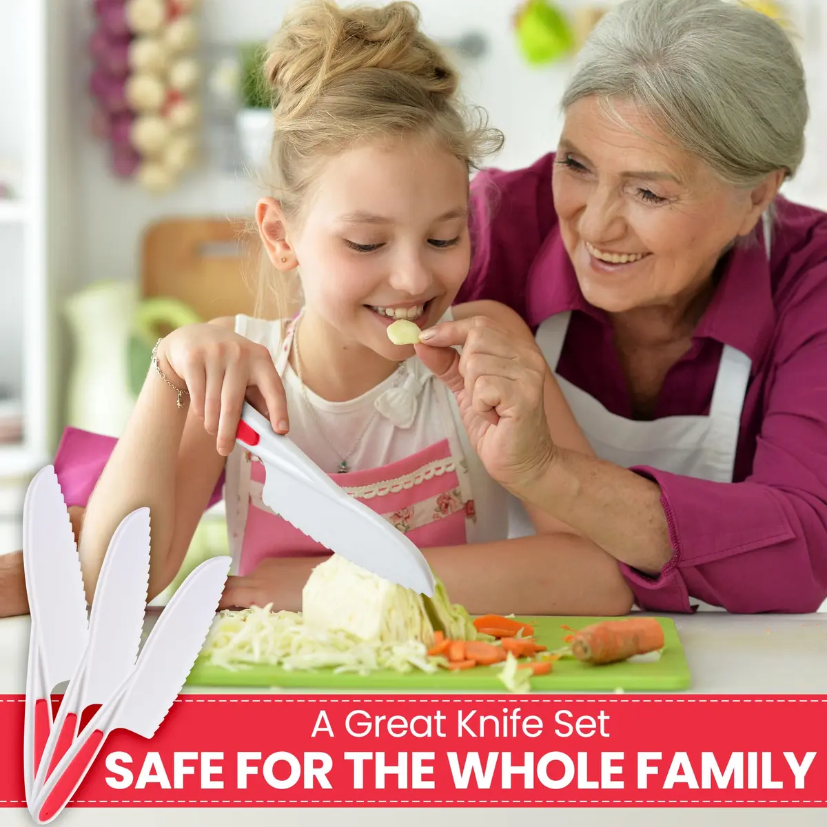 Zulay Kitchen 3-Piece Kids Knife Set for Real Cooking & Baking | Safe, Child-Friendly & Easy to Clean - view 7