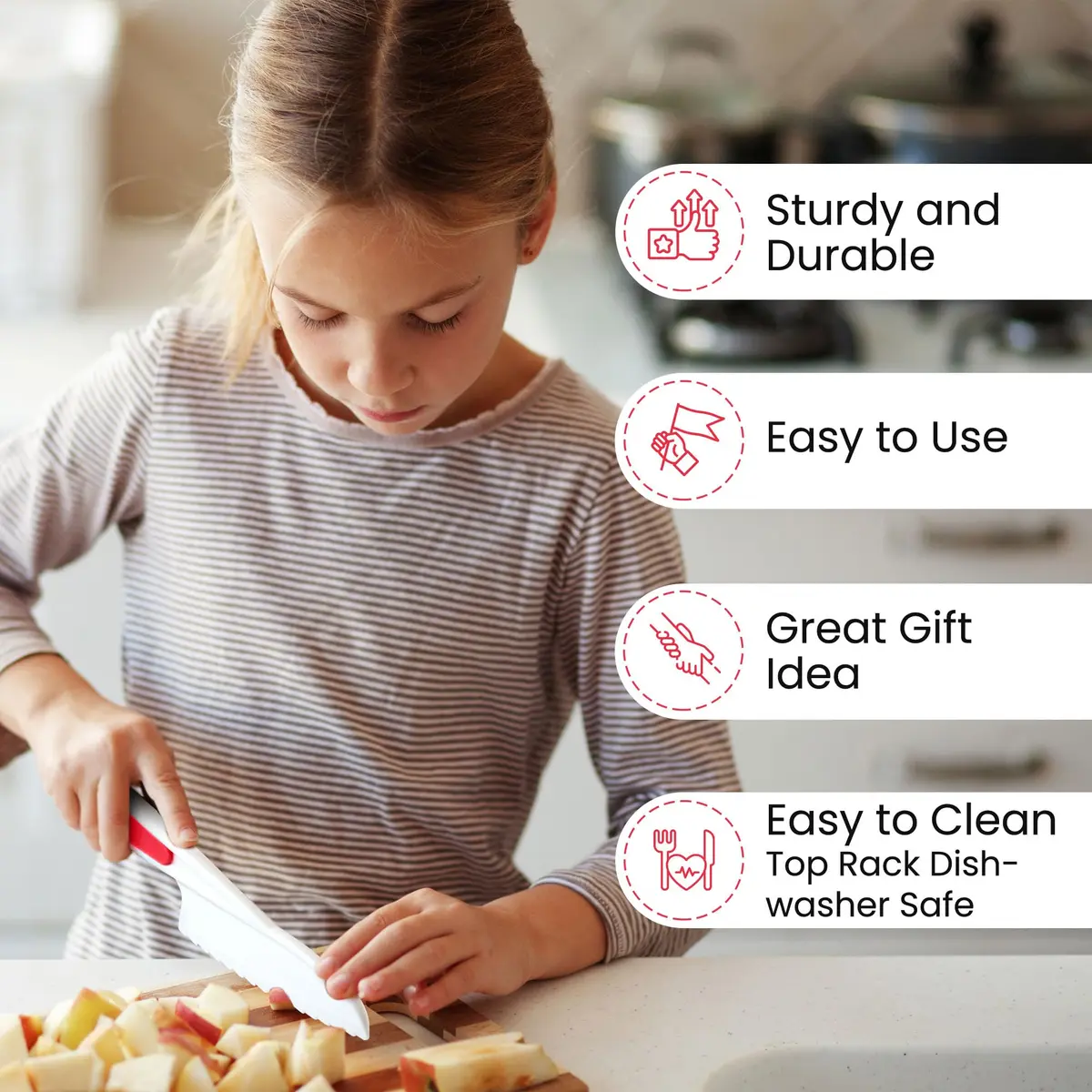 Zulay Kitchen 3-Piece Kids Knife Set for Real Cooking & Baking | Safe, Child-Friendly & Easy to Clean - view 2
