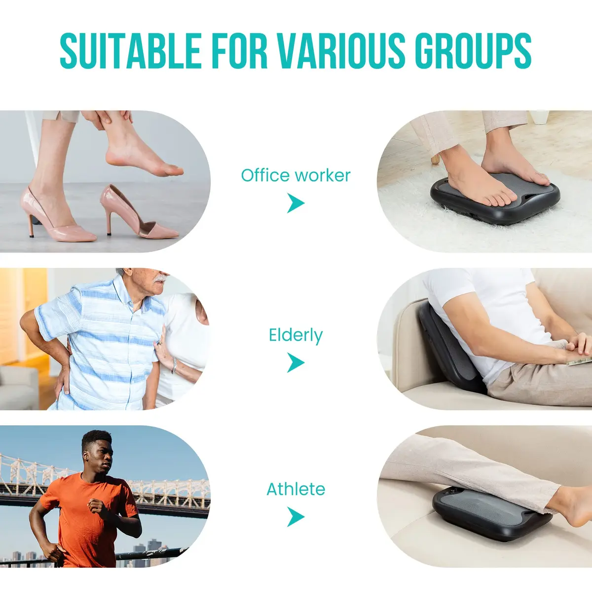 Snailax Shiatsu Foot Massager with Heat | Ergonomic Design, 3 Modes & 3 Intensity Levels, Fits All Feet - view 7