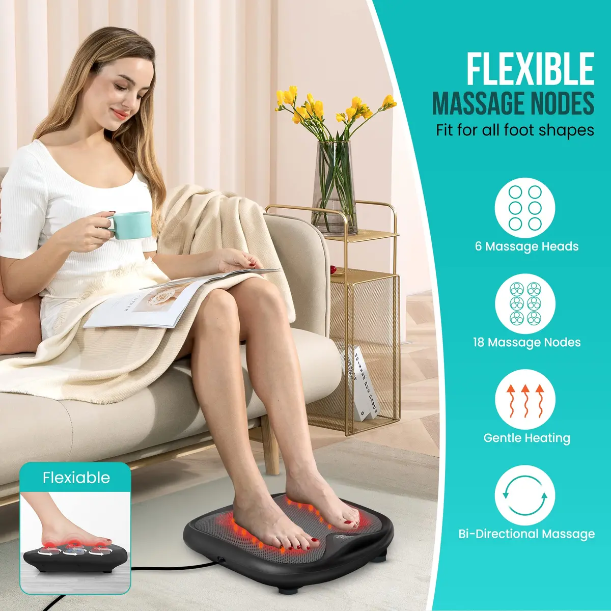 Snailax Shiatsu Foot Massager with Heat | Ergonomic Design, 3 Modes & 3 Intensity Levels, Fits All Feet - view 2