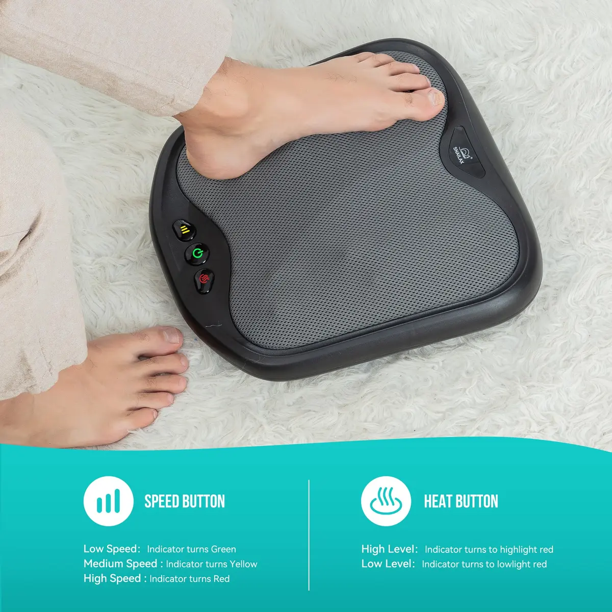 Snailax Shiatsu Foot Massager with Heat | Ergonomic Design, 3 Modes & 3 Intensity Levels, Fits All Feet - view 4