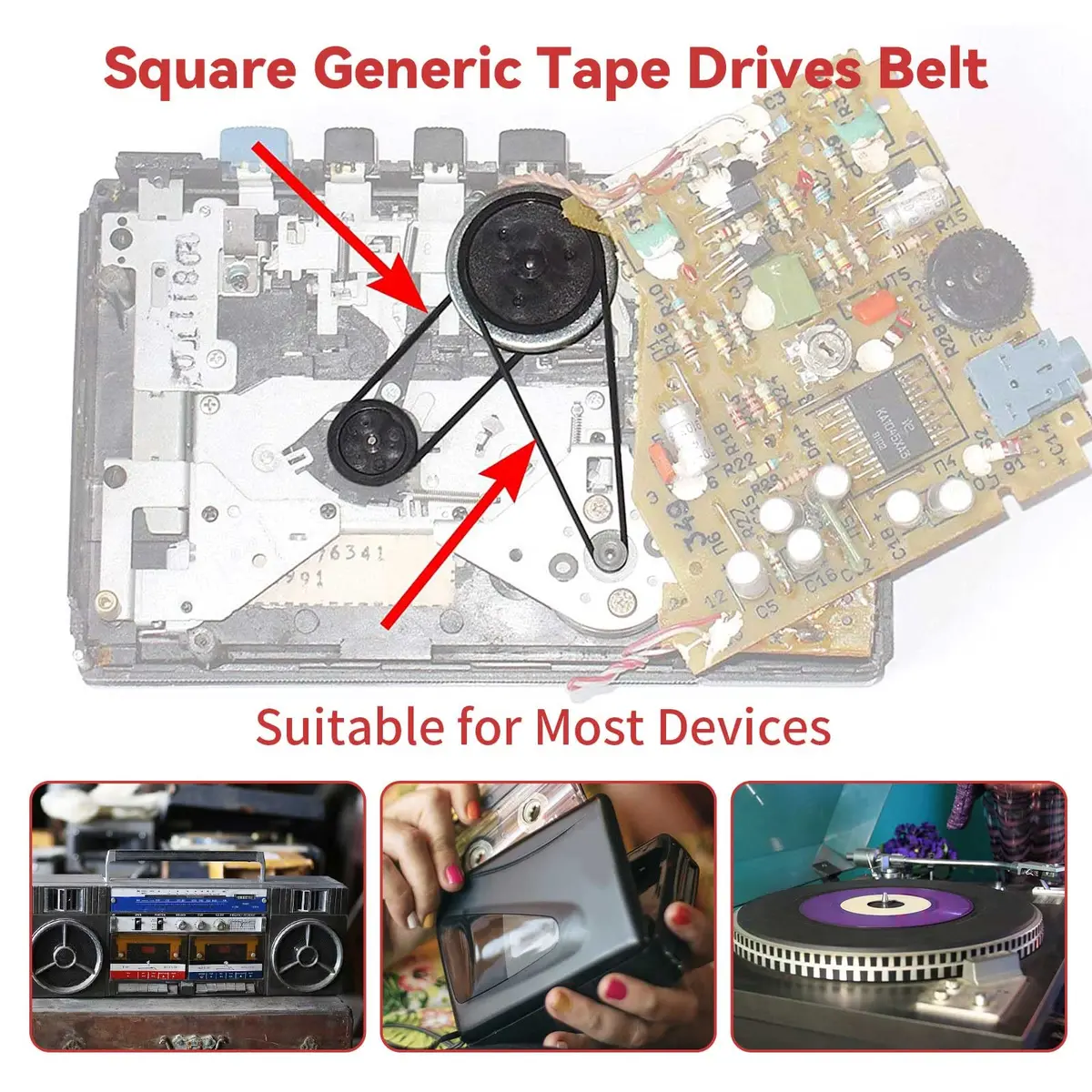 TEANTECH Cassette Recorder Rubber Belts 50-Piece Mix | 1mm Width, 40-135mm Length - view 6