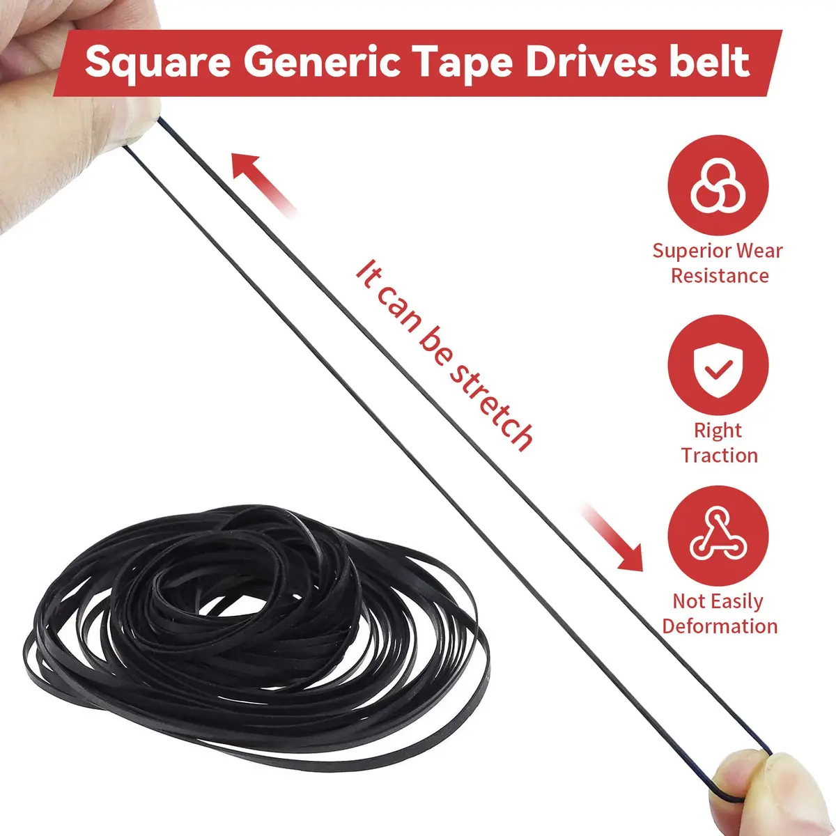 TEANTECH Cassette Recorder Rubber Belts 50-Piece Mix | 1mm Width, 40-135mm Length - view 3