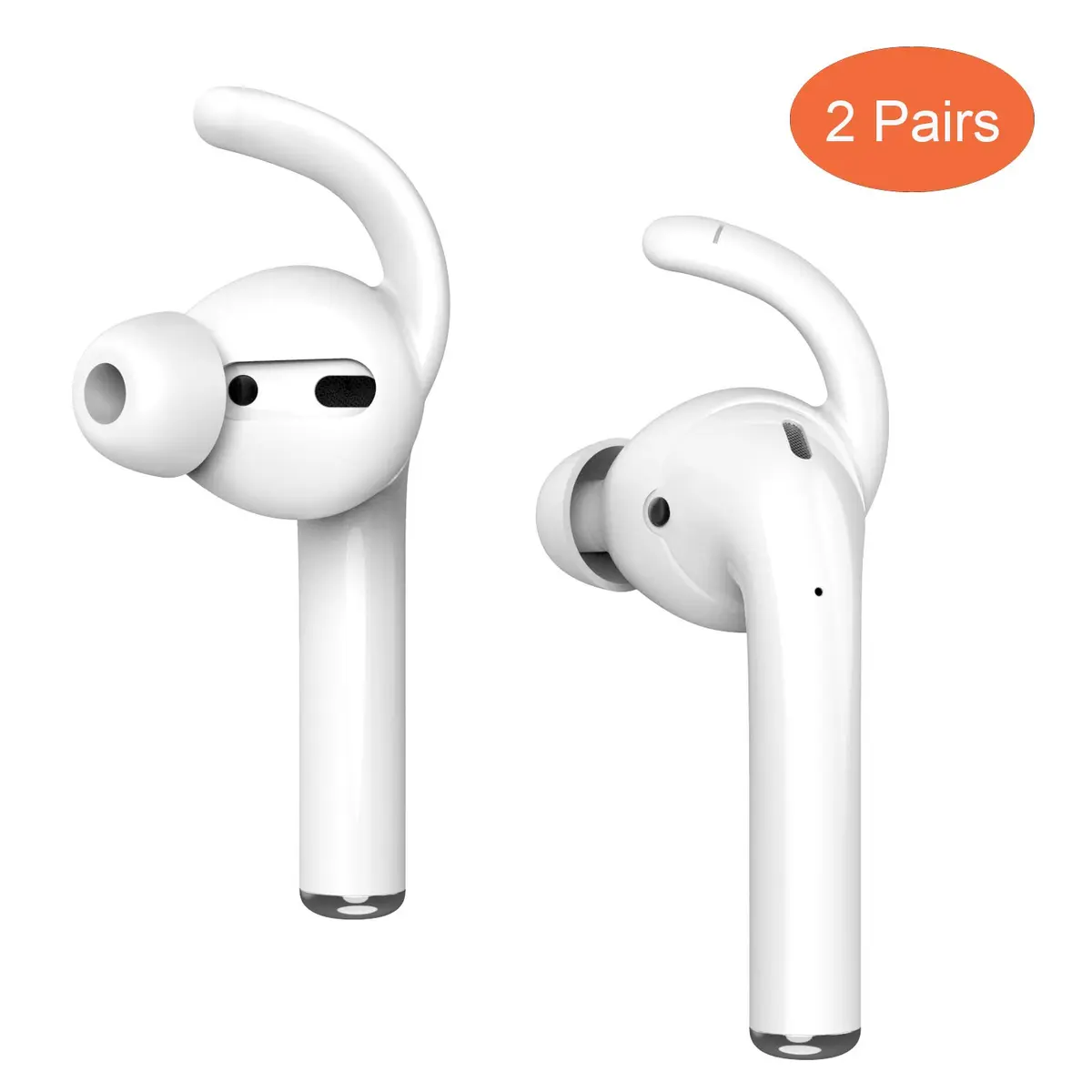 REEYEAR Anti-Slip Earhooks for Apple AirPods 1 & 2, Soft Silicone Skin, Sound Enhancement, 2 Pairs White - view 6